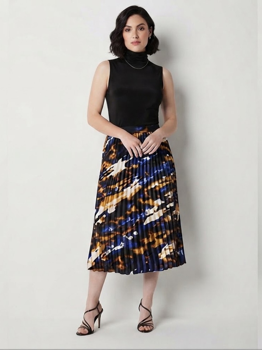 Worthington Womens Abstract Print Pleated Skirt